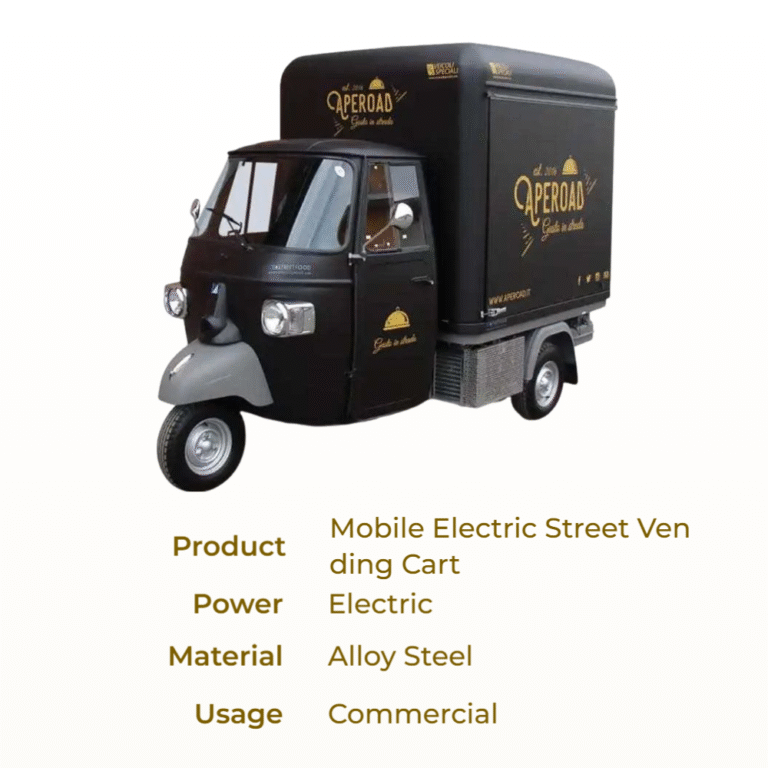 Electric vending tricycle with internal storage and counter for food preparation