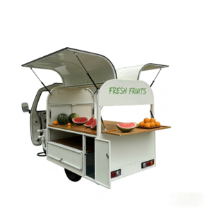 Electric Vending Tricycle - Semi-Enclosed Mobile Food Cart for Street Vending, Snacks & Coffee