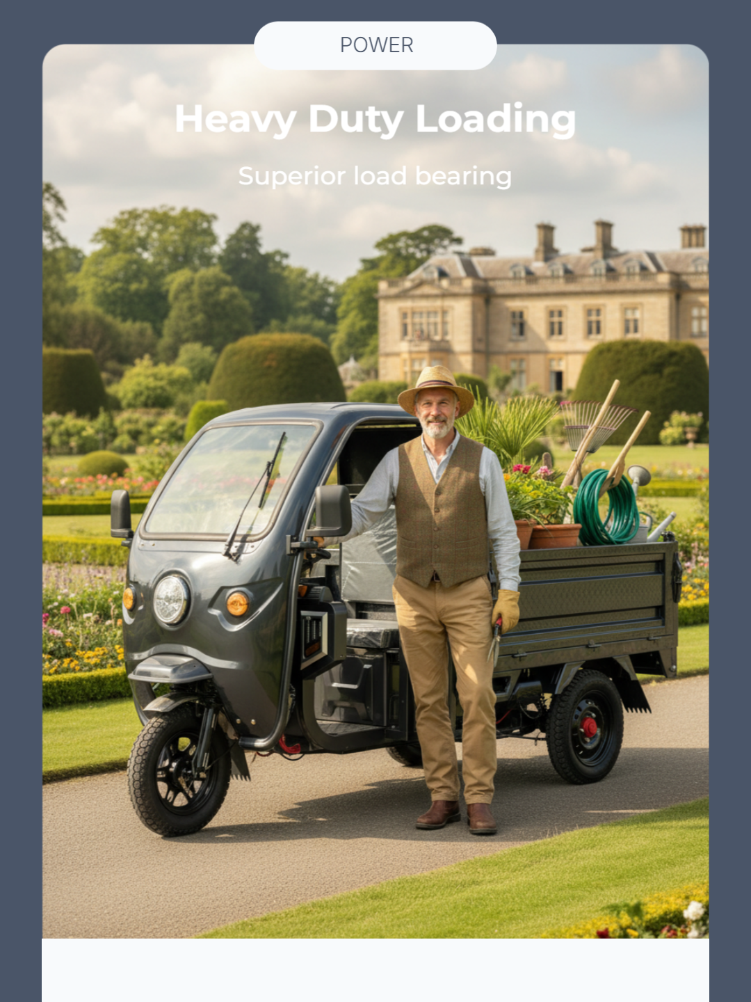 Our electric cargo trike is built to handle heavy loads, with a high load capacity and durable construction suitable for industrial and commercial use.