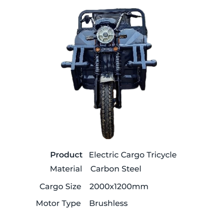 Carbon Steel Electric Cargo Tricycle | Brushless Motor & 2000x1200mm Bed