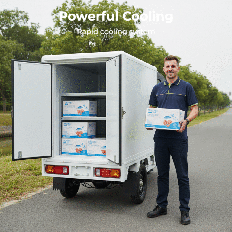 Stainless Steel Electric Cold Chain Tricycle for Refrigerated Transport with -18°C to 10°C range