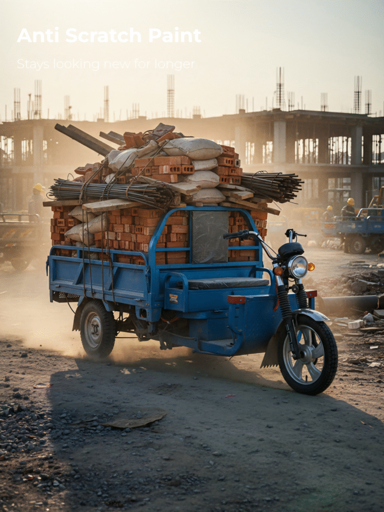 Electric cargo tricycle reflective strips for enhanced visibility