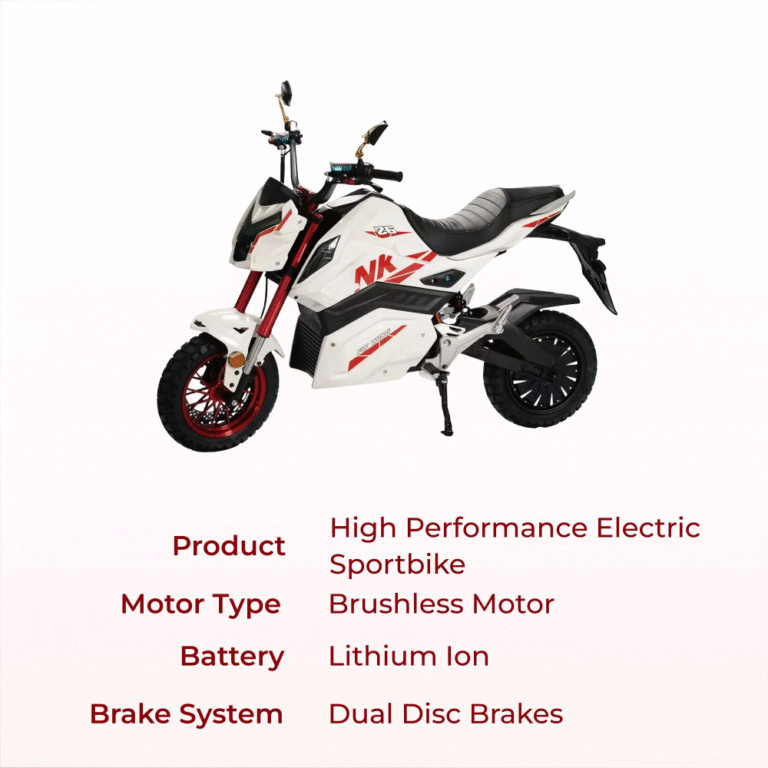 Red Z6 electric motorcycle with red alloy wheels and disc brakes