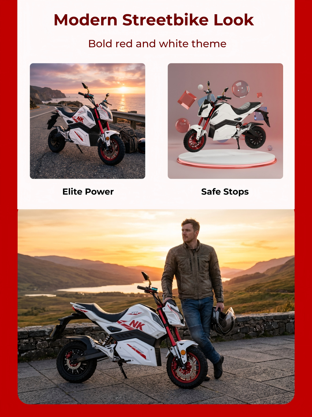 Front and rear disc brake system on the Z6 electric motorcycle, safety feature